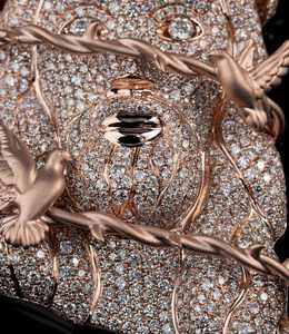 Colgante de Jesús de 3 pulgadas de alto, estilo Hiphop, totalmente engastado con diamantes de moissanita VVS, con pájaros de espina, chapado en oro rosa y rodio - Product Image 3