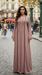 Certified Marble <b>Velvet</b> Traditional Muslim Clothing Shrug Style Winter Outfit Handwork Neck Side Matching Dupatta Women Wear - Product Image 2