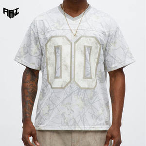 Camiseta de algodón estilo fútbol para hombre, cuello en V, manga corta, con apliques de números y gráficos, estilo urbano, venta al por mayor OEM ODM - Product Image 1