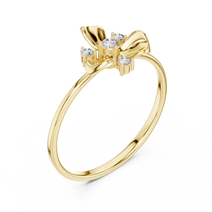 Anillos de oro macizo de 14k para mujer con diamantes de corte redondo minimalistas en forma de flor de Aries Jewel para compromiso, aniversario y boda. - Product Image 3