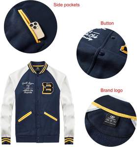 Veste varsity en laine pour homme, col montant, fermeture éclair, respirante, séchage rapide, vêtement d'extérieur décontracté pour l'hiver - Product Image 4