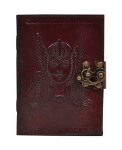 Handmade Leather <b>Travel</b> <b>Journal</b> with Metal Latch Retro Embossed MandalaFloral Pattern Blank Deckle Edge Paper Diary - Product Image 4