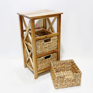 Gabinete de madera natural de alta calidad con 3 Cestas tejidas de jacinto de agua para la organización del hogar - Product Image 3