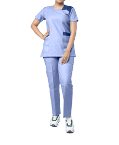 Tenues d'hôpital confortables et extensibles pour infirmières et médecins, ensembles de blouses à col en V et manches courtes, pantalons de jogging unisexes - Product Image 5