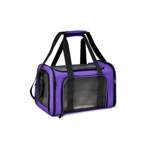 Purple Soft-Sided Pet Carrier With Mesh Panels Zipper Closure Double Handle For <b>Cats</b> - Product Image 1