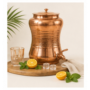 Distributeur d'eau moderne en cuivre pur Matka, design antique martelé à la main, réservoir de stockage d'eau ayurvédique avec robinet en laiton anti-fuite - Product Image 6
