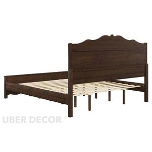 Cama Valmor Clásica de Madera de Teca Sólida Ecológica con Cabecera Arqueada Moderna, Diseño Rústico para Dormitorio Estilo Granja - Product Image 3