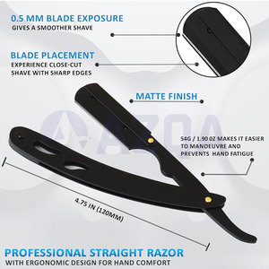 Premium Stainless Steel Matte <b>Black</b> Color Coated Straight Folding Barber Razor for Professional Shaving - Product Image 2