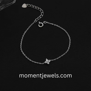 Bracelet chaîne et maillons en argent sterling S925 avec zircon, plaqué or 14 carats, réglable, géométrique, minimaliste, pour femme, à porter au quotidien, cadeau - Product Image 1