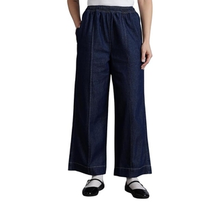 <b>Women</b>’s Wide Leg <b>Jeans</b> Cotton Mid-Rise <b>Elasticated</b> Waistband Comfort Fit Lightweight Denim for Summers - Product Image 1