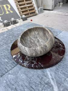 Plateau de rangement moderne en marbre naturel bleu gris clair Stonekocc, bol décoratif de luxe pour salon et bureau, idéal pour la maison et l'hôtel, par UO - Product Image 5