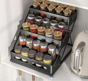 Étagère à épices de cuisine 3 niveaux OEM/ODM, réglable en hauteur, pour comptoir, rangement domestique pour vinaigre et assaisonnements - Product Image 3