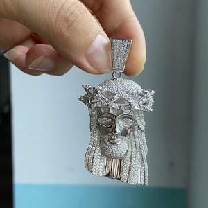 จี้หน้าฮิปฮอปแบบกำหนดเองสำหรับผู้ชาย จี้เพชรโมอิสซาไนต์ VVS ระยิบระยับ เครื่องประดับ 3 มิติ จี้เงินแท้ S925 - Product Image 6