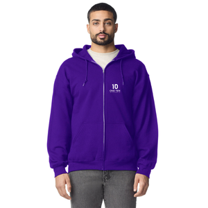 Sudadera con capucha completa con cremallera para adultos, morada, personalizada, informal, de forro polar suave, para hombre y mujer, ropa al por mayor - Product Image 2