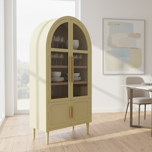Modern Eco-Friendly Rubber Wood MDF Oak Veneer Display Cabinet 4-Compartment <b>Storage</b> <b>Unit</b> for Living Room Home Furniture - Product Image 2