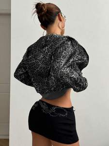 Women Grey Solid <b>Sequined</b> Crystal Waterproof Zip Hoodies Streetwear Long Sleeve Sweatshirt Casual Fashion <b>Jacket</b> Custom Logo - Product Image 3