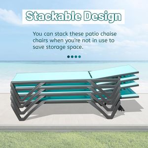 Sdraio da Esterno in Alluminio e Plastica con Schienale Regolabile in 5 Posizioni, Ruote e Resistente alle Intemperie - Product Image 3