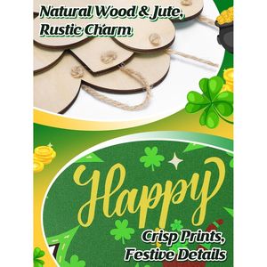 Grande Décoration Murale en Bois 10 x 33,5 pour la Fête de la Saint-Patrick – Panneau de Porte Joyeuse Fête de la Saint-Patrick – Panneau Mural Porte-Bonheur - Product Image 4