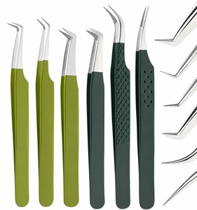 6Pcs Green <b>Eyelash</b> Extension Tweezers Set Stainless Steel Precision Curved Straight Tip Lash Volume Isolation <b>Beauty</b> <b>Tools</b> - Product Image 3