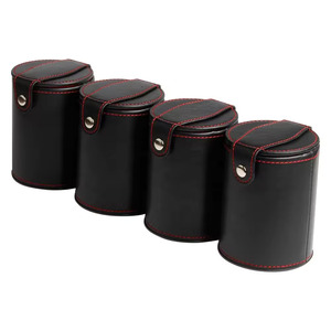 Gobelet à dés rond en cuir rouge avec couvercle, étui de rangement durable pour adultes, style luxueux - Product Image 4