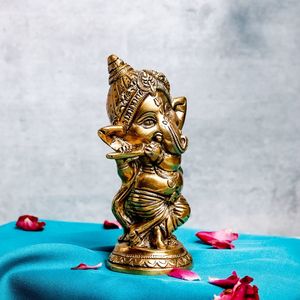 Estatua moderna de latón Ganesha Bal Basuri para el hogar Pooja artículos festivos boda decorativa escultura India para cumpleaños Diwali - Product Image 4