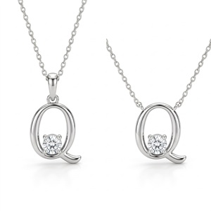 Colgante Premium de Plata 925 con Diamante Cultivado en Laboratorio, Letra Q con Diamante de Corte Brillante Redondo, Joyería Unisex para Uso Diario - Product Image 1