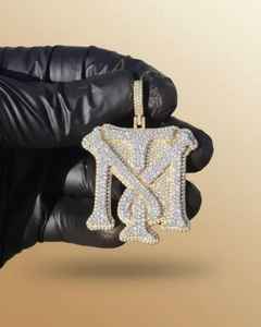 Pendentif Lettre Initiale Personnalisée en Argent Sterling 925 Plaqué Or avec Diamants Moissanite Effet Givré, Pendentif Bicolore 3D avec Nom Personnalisé pour Rapper - Product Image 1