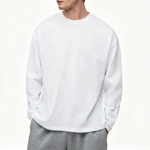 Camiseta Blanca de Manga Corta con Cuello Redondo para Hombre, Estilo Urbano Holgado, Color Sólido, Tejido de Algodón/Bambú, Personalizable y Ecológica - Product Image 6
