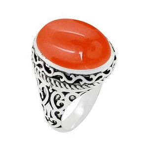 Cornaline pierres précieuses couleur Orange forme ovale solide 925 en argent Sterling bague à la main bijoux bague en argent Sterling bijoux - Product Image 1