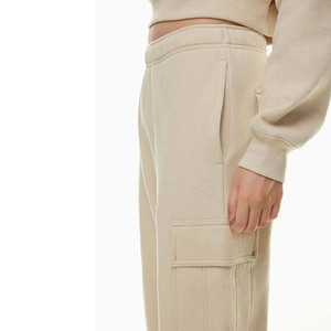 Pantalones Cargo Beige de Cintura Alta para Mujer, Holgados, con Bolsillos, Casuales, Largos, Pantalones Deportivos Cargo con Cintura Elástica - Product Image 2
