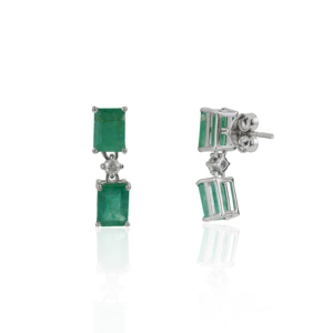 Best Selling 925 Sterling <b>Silver</b> Octagon Shape 100% Genuine Emerald Gemstone <b>Drop</b> <b>Earrings</b> For Women Wedding & Party Wear - Product Image 3
