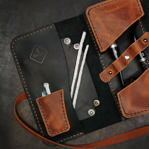 Durable Full Grain Leather Pipe <b>Roll</b> Storage Case Custom Logo Tobacco Pipe Travel Bag Pouch <b>Kit</b> PRB-0030 - Product Image 6