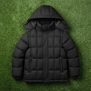 Chaqueta acolchada con capucha para hombre, negra, con aislamiento, para invierno, con cremallera completa, cálida, para exteriores, con bolsillos frontales - Product Image 6