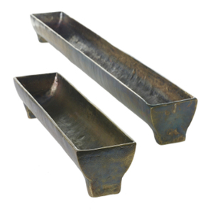 Ensemble de deux plateaux à fleurs en métal Edison, ensemble de deux vases de table, ensemble de deux vases à fleurs en métal faits à la main - Product Image 2