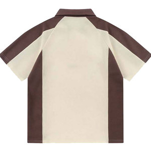 Polo de hombre con cremallera y bloques de color, mezcla de algodón, manga corta, estilo casual de verano, camiseta con estampado de letras estilo americano, ropa elegante OEM - Product Image 5
