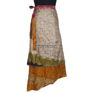 Vintage Silk Saree Wrap <b>Skirt</b> Plus Size Maxi Dress Beach Wear Indian <b>Summer</b> - Product Image 3