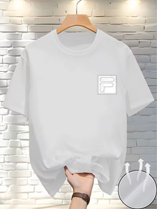 Men's Formal Short Sleeve Casual <b>Shirt</b> Solid Color Front Logo Silk Screen Printed Breathable Cotton Flannel Summer Wear - Product Image 2