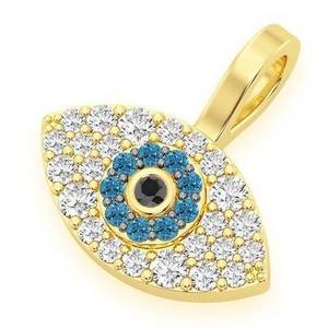Wholesale Custom Eye Symbol <b>Pendant</b> Necklace Cool Natural Diamond 10K <b>Solid</b> Yellow <b>Gold</b> Classic Style As a Trendy VVS Charm Gift - Product Image 2