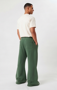 Men's Elastic Waistband <b>Flare</b> Leg <b>Sweatpants</b> Embroidered Letter Print Casual Drawstring Pants Winter Wear 430 GSM Terry Trouser - Product Image 4