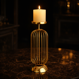 Support de bougie décoratif et porte-bougie chauffe-plat en fer plaqué or, fait main, étanche et écologique, pour la décoration de Noël à la maison - Product Image 2