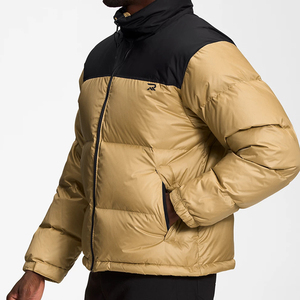 Chaqueta Acolchada para Hombre con Bloques de Color, Cuello Alto, Cierre de Cremallera, Cortavientos, Relleno de Poliéster, Abrigo de Invierno Casual de Longitud Regular - Product Image 3