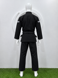 Kimono de Jiu Jitsu Brasileño Negro Personalizado para Hombre, Tejido Perlado, 100% Algodón Elástico y Transpirable, Uniforme de Artes Marciales - Product Image 4