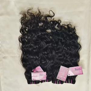 Cheveux humains indiens bruts non traités naturels ondulés raides bouclés en paquet pour tissage, vente en gros, super single drawn, trame plate - Product Image 6