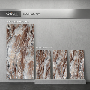 Carreaux de porcelaine émaillée numérique 800x1600mm 9mm Neptune Brown aspect marbre brillant, dalles de sol, garantie 3 ans, résistant aux acides - Product Image 3