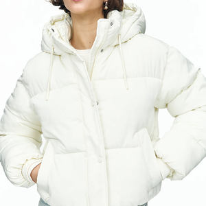 Chaqueta Corta Acolchada para Mujer, Transpirable, con Forro de Viscosa, Cuello Alto, Cierre de Cremallera, Estilo Puffer, Gruesa y Cálida para Invierno, Color Personalizado - Product Image 3