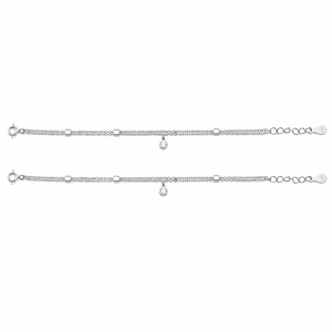 Bracelet chaîne superposée en argent sterling 925 pour femme, finition polie, motif géométrique, design minimaliste, pour usage quotidien, fête, anniversaire - Product Image 5