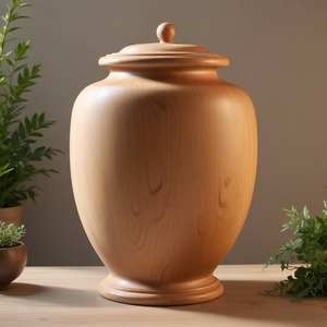 Urna Funeraria Minimalista de Madera Clara con Cuerpo Redondeado y Vetas Sutiles para Espacios Conmemorativos Modernos - Product Image 6