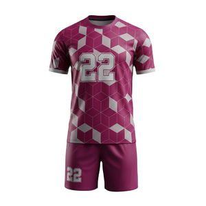 Uniforme de Fútbol Personalizado para Jóvenes y Adultos, Conjunto de Camiseta y Pantalones Cortos de Fútbol con Estampado Personalizado, Conjunto de Poliéster y Algodón para Equipos, Clubes y Academias - Product Image 1