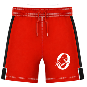 Red <b>Black</b> <b>Rugby</b> <b>Shorts</b> Elastic Waist Drawstring Athletic Performance Training Match Team Sportswear Lightweight <b>Rugby</b> Bottoms - Product Image 1