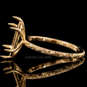 Bague de fiançailles minimaliste semi-montée Marquise néerlandaise en or 14K 18K, platine, or plaqué rhodium, pour diamant de laboratoire, monture 1 carat - Product Image 2